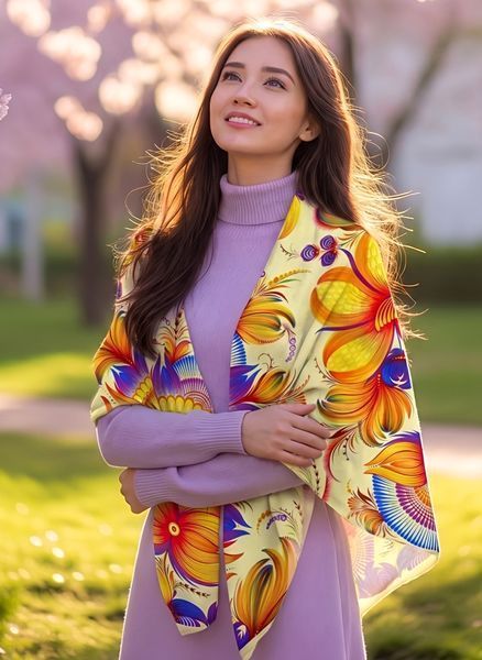 Хустка "Петриківка". Кремова h0027pe фото